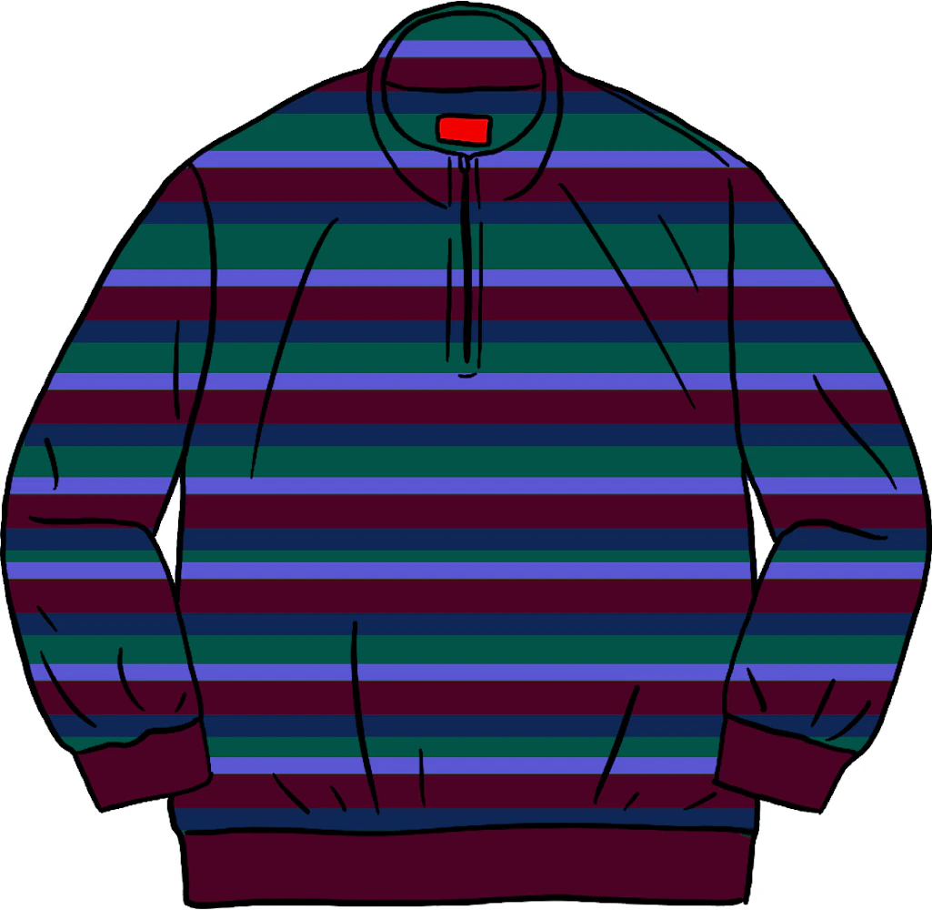 Supreme Stripe Velour Half Zip Pullover Purple Men's - FW20 - US