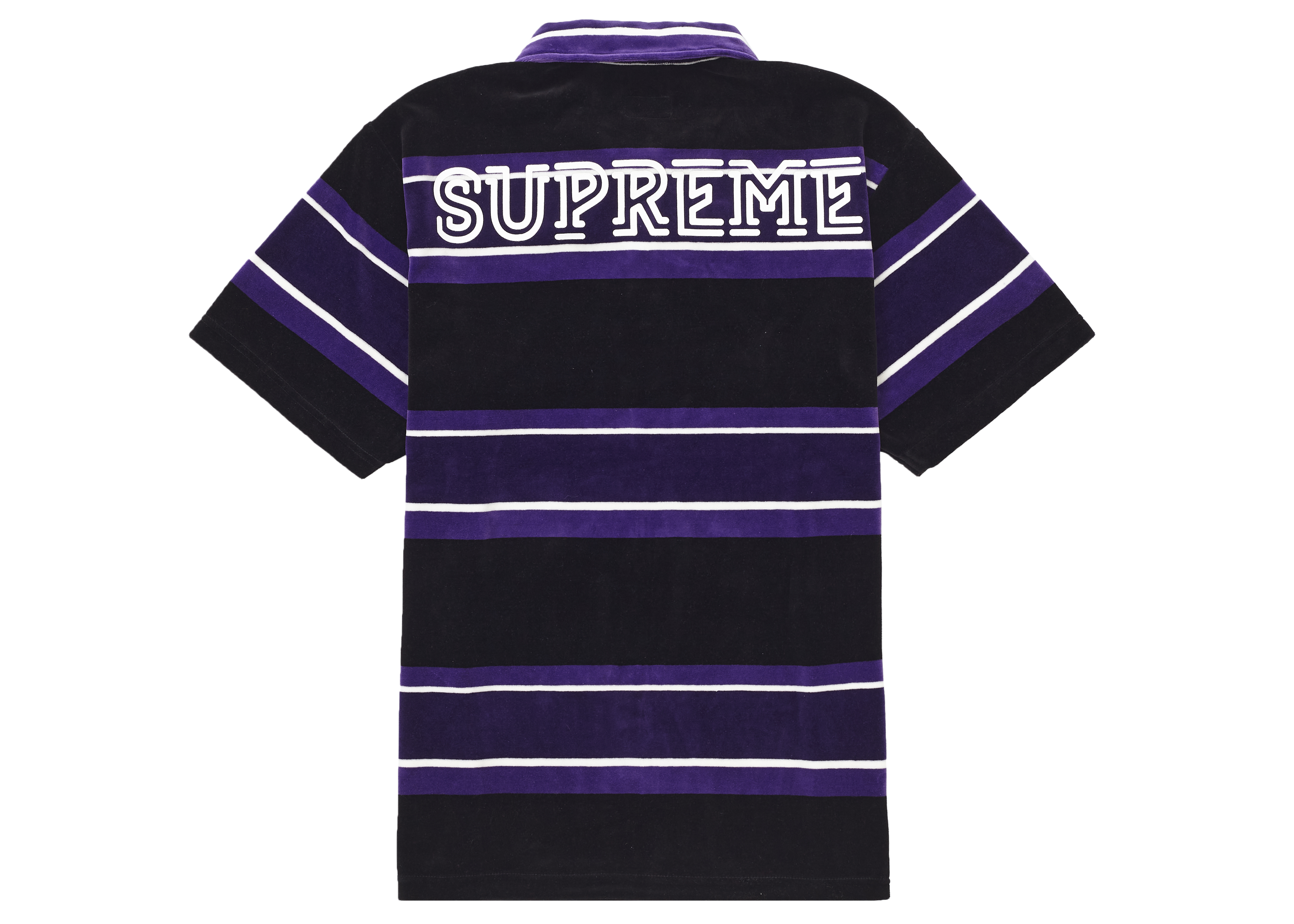 Supreme Stripe Velour Polo Black Men's - SS21 - US