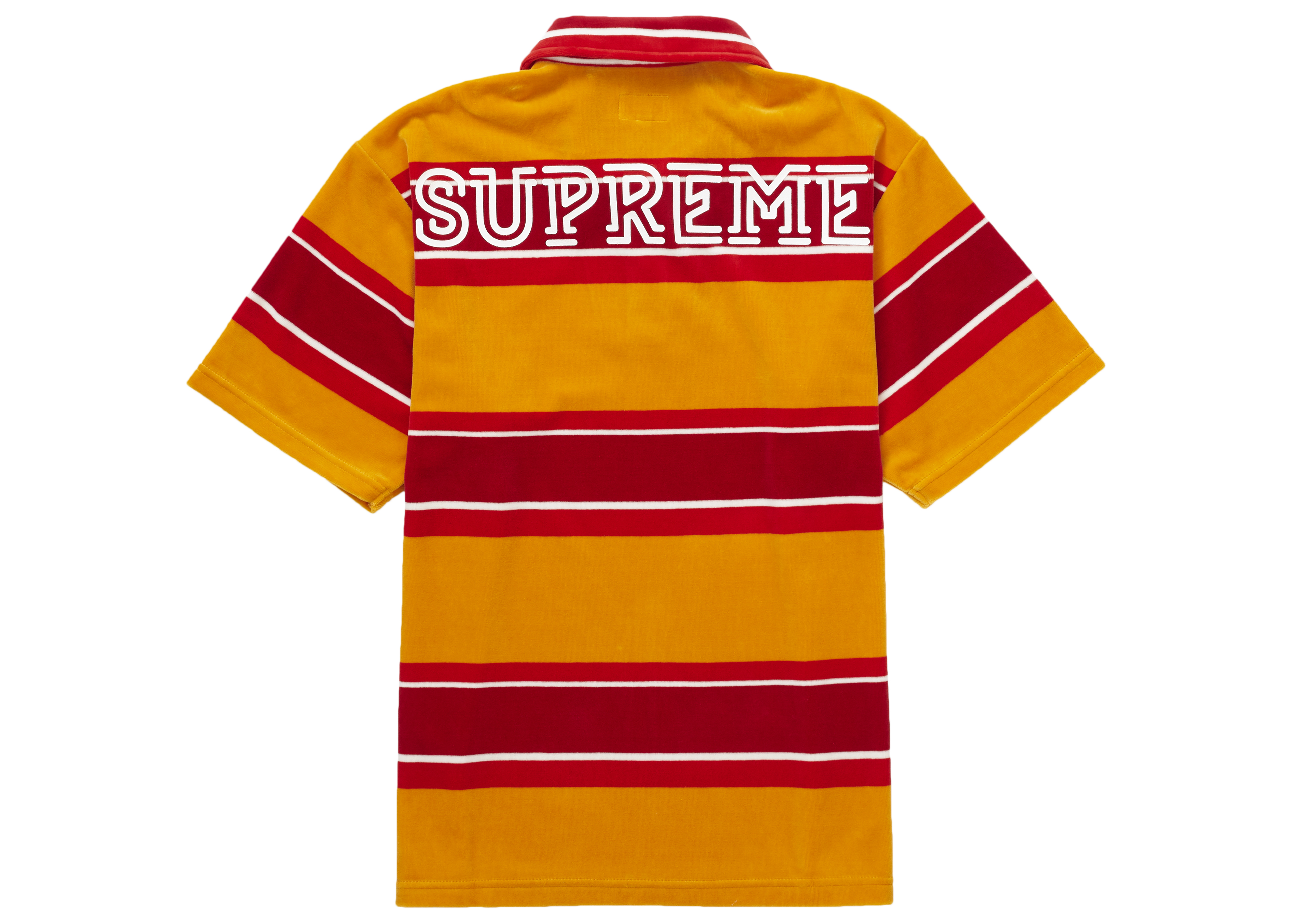 Supreme Stripe Velour Polo Gold Men's - SS21 - US