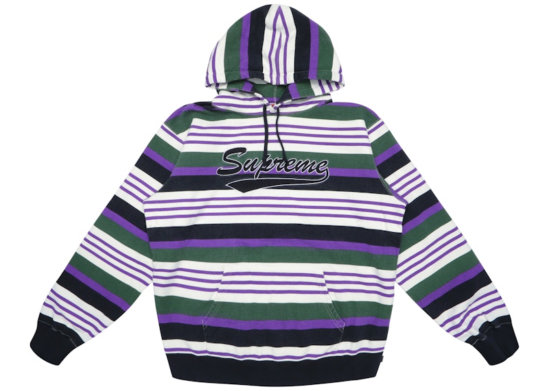 Supreme Striped Hooded Sweatshirt Purple メンズ - SS18 - JP