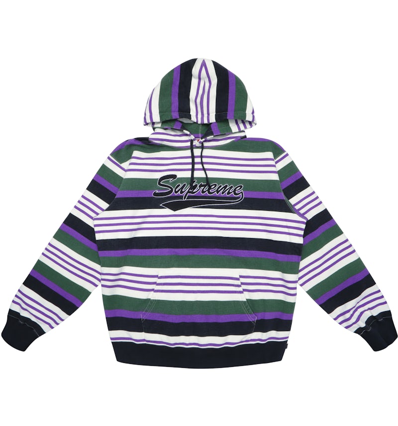 Supreme Striped Hooded Sweatshirt Purple Men's SS18 US