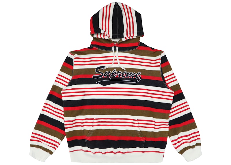 Supreme Striped Hooded Sweatshirt Red Men's - SS18 - GB