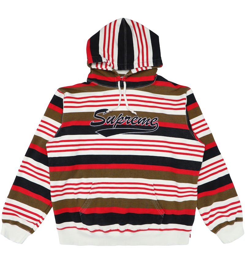 Supreme Striped Hooded Sweatshirt Red Men's SS18 US