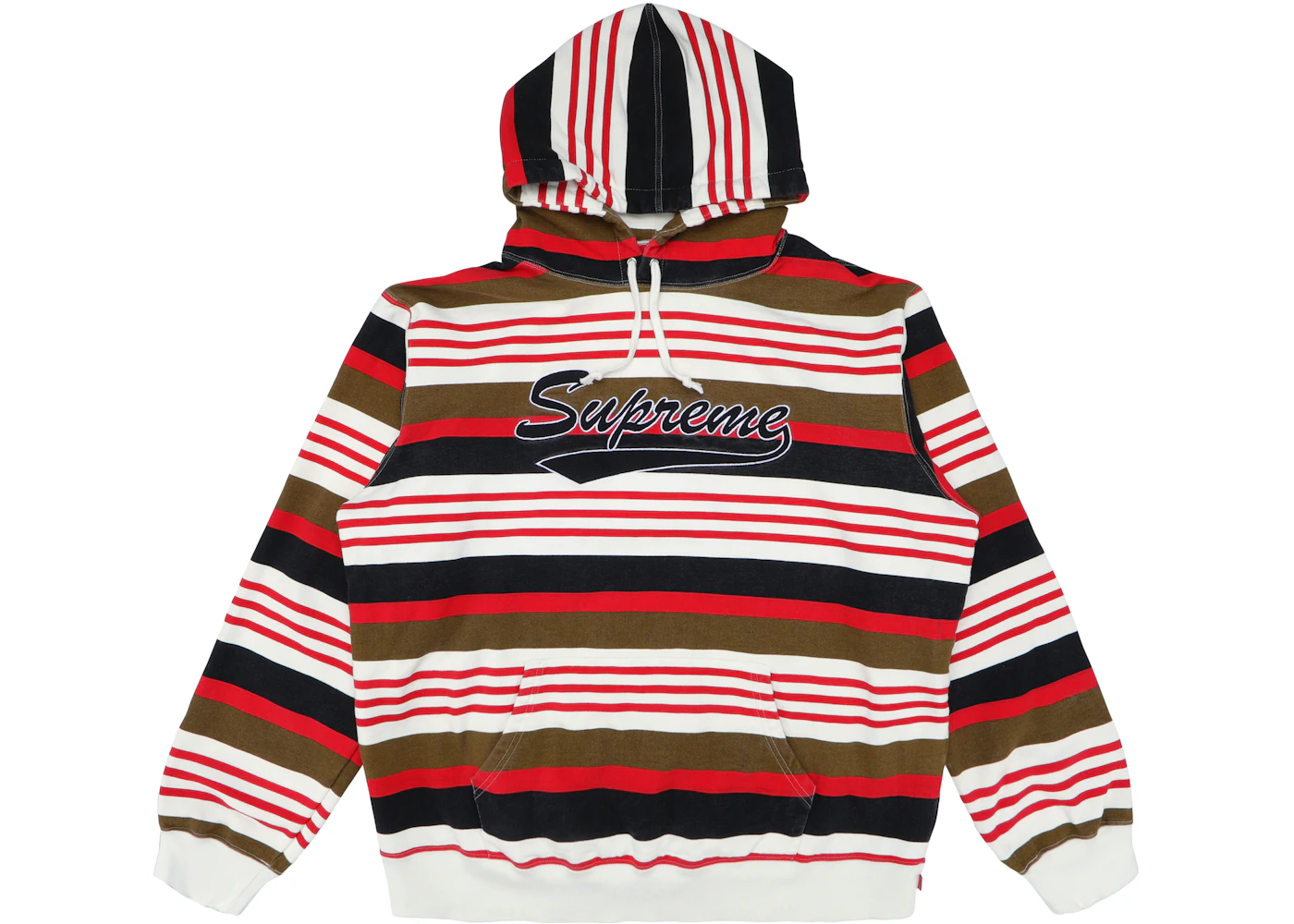 Supreme Striped Hooded Sweatshirt Red Men's SS18 GB