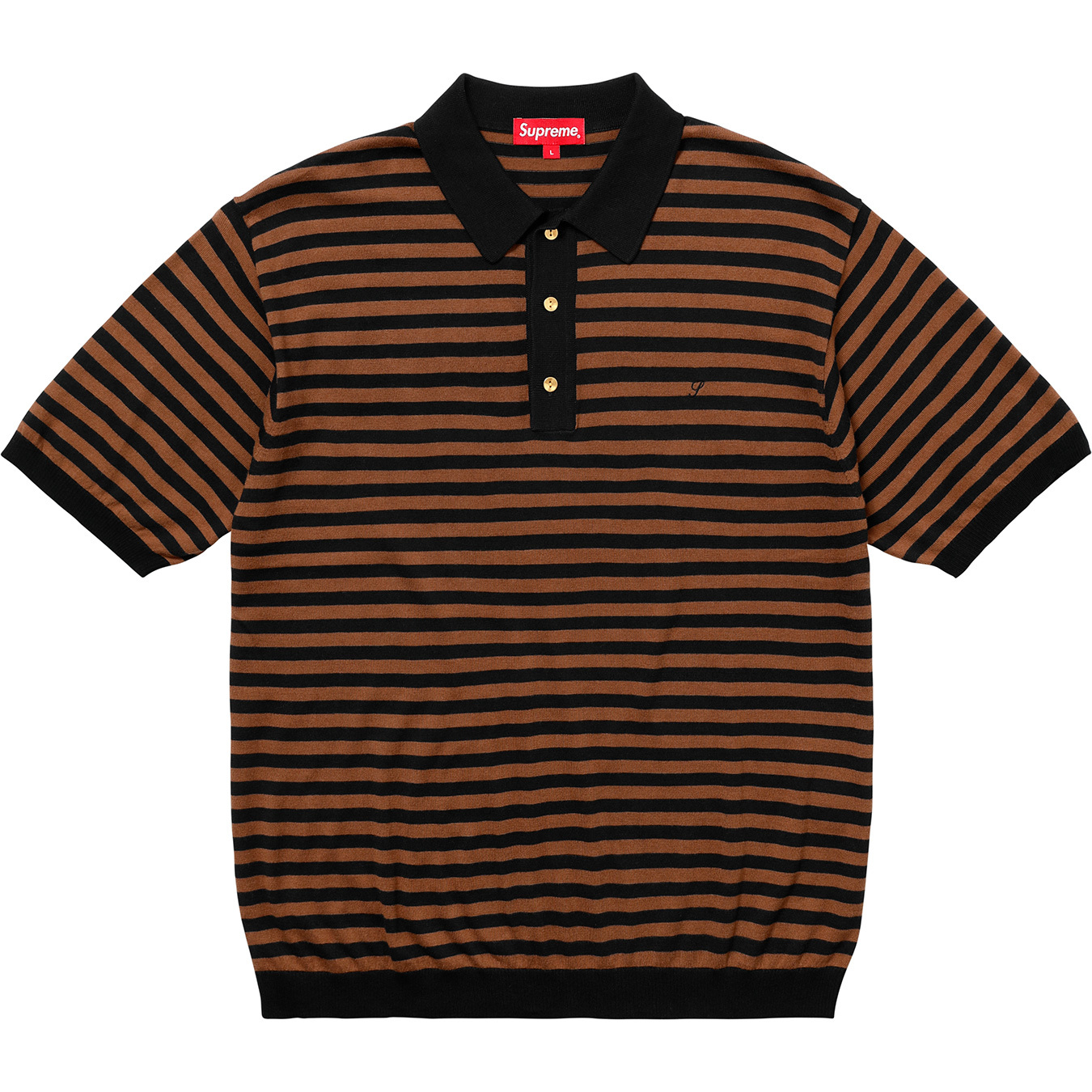 Supreme Striped Knit Polo Brown - SS18 Men's - US