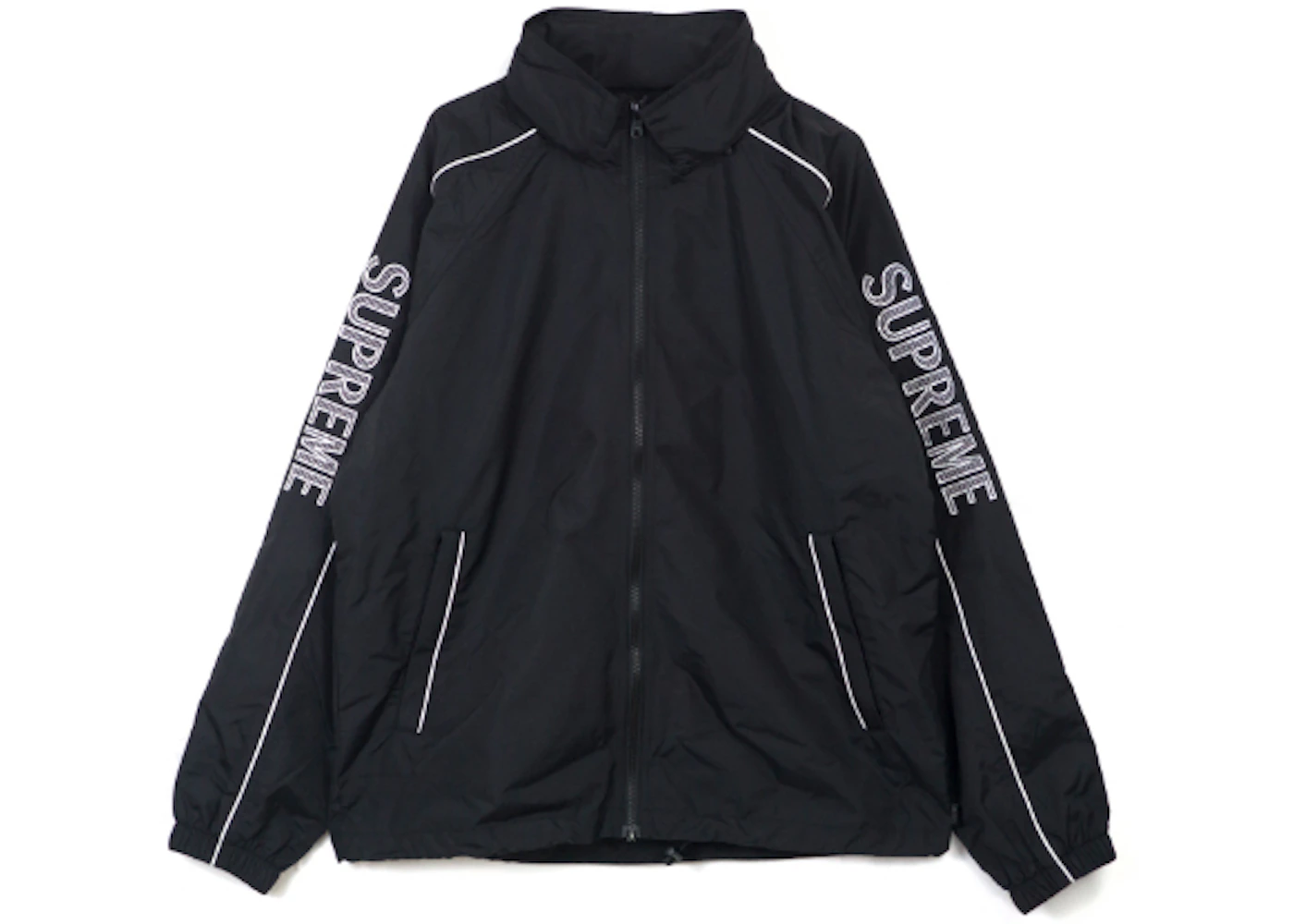 Supreme Striped Logo Windbreaker Black Men's - SS17 - US Supreme Striped Logo Windbreaker Black Men's - SS17 - US