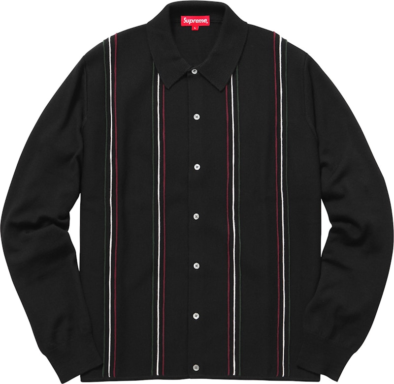 Supreme Striped Polo Sweater Black - SS16 - GB