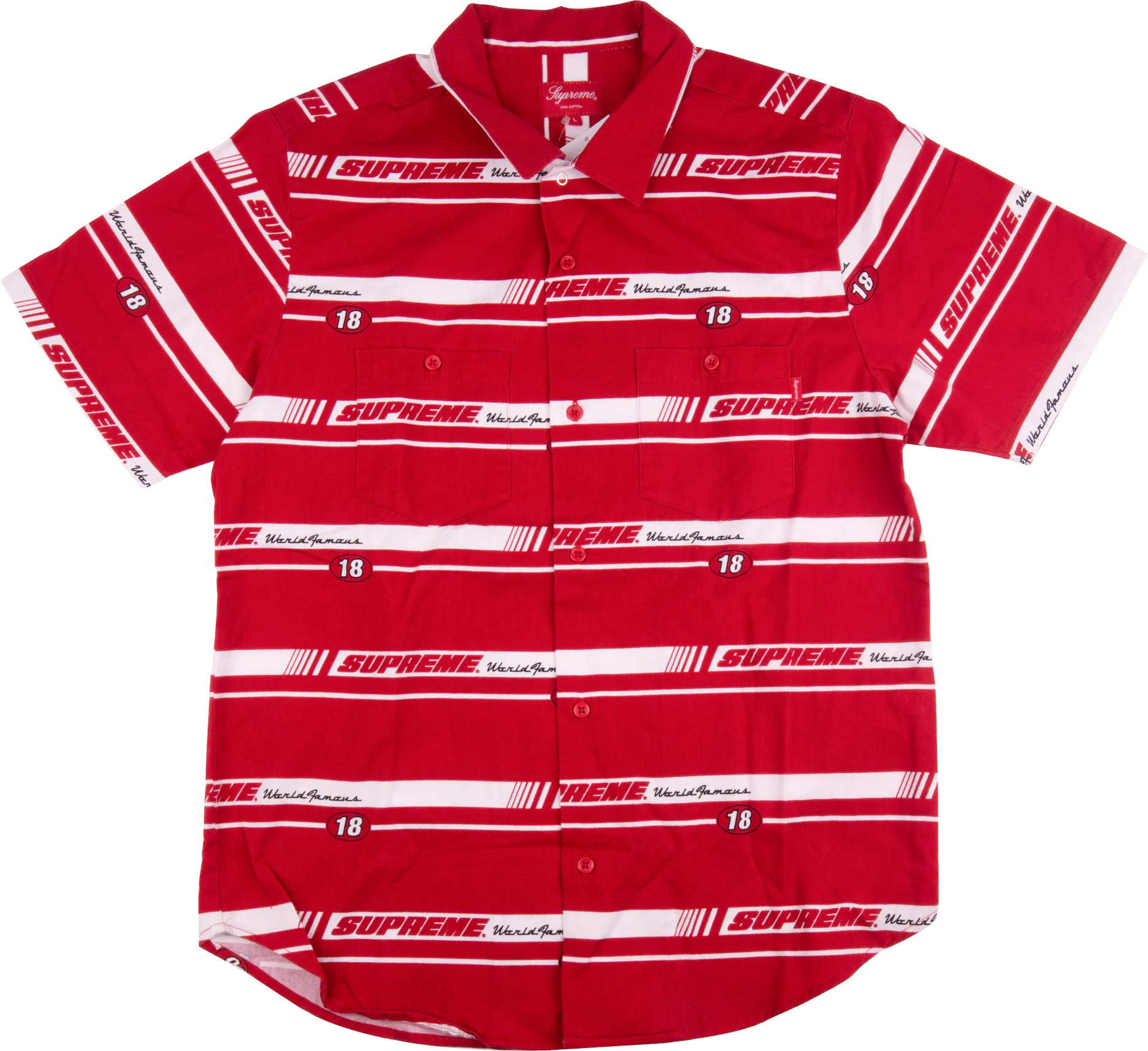 Supreme Striped Racing Work Shirt Red