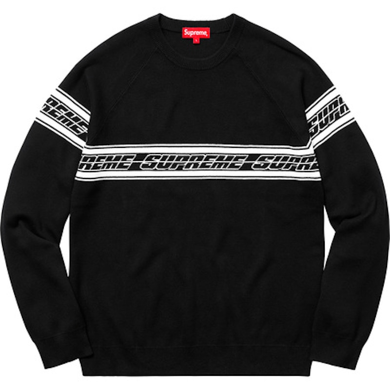 Supreme Striped Raglan Sweater Black Men's - SS18 - GB