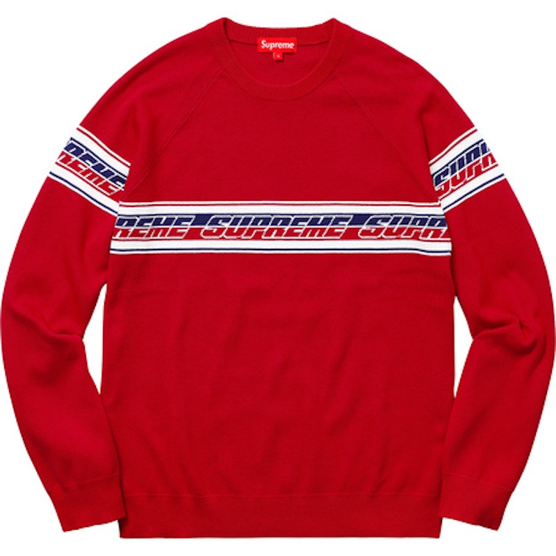 Supreme Striped Raglan Sweater Red