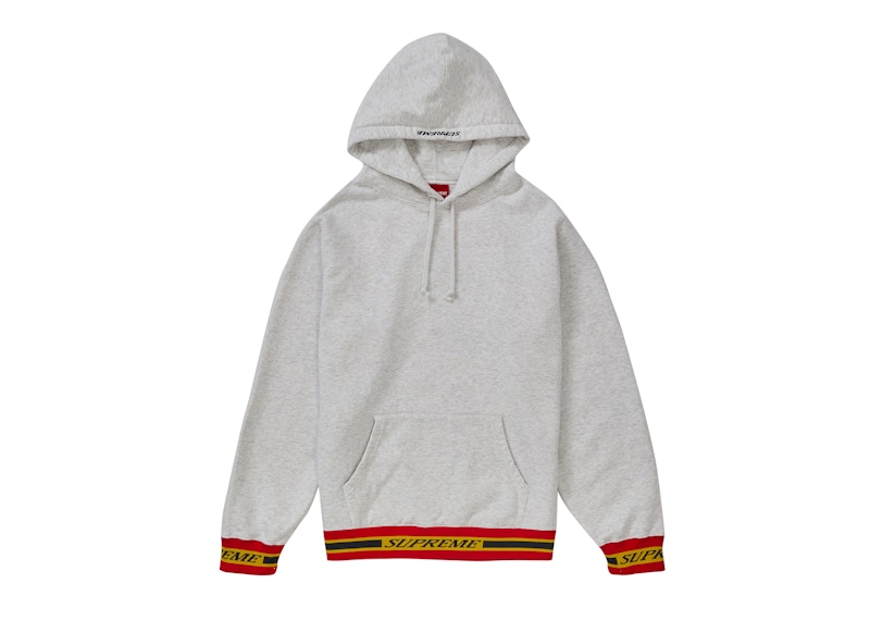 Supreme Striped Rib Hooded Sweatshirt Ash Grey Hombre - FW18 - MX