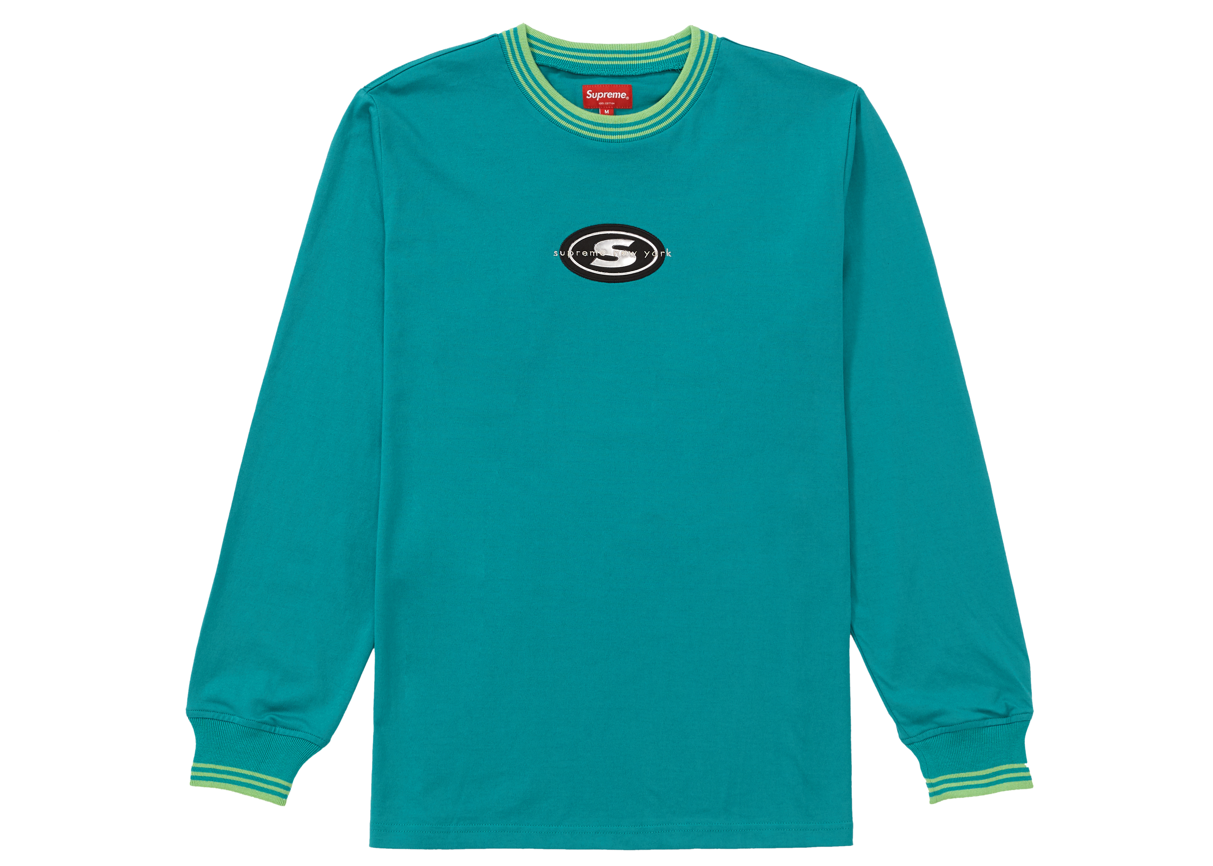 Supreme Striped Rib Logo L/S Top Teal 男士- FW18 - TW