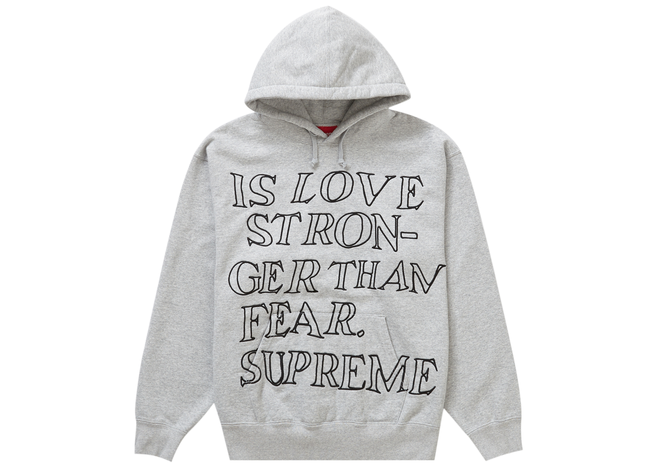 Supreme Stronger Than Fear Hooded Sweatshirt Heather Grey Men's ...