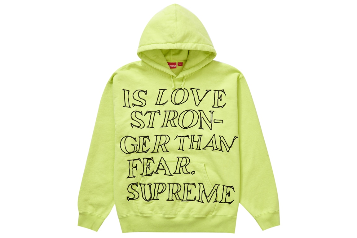 Click to view more detailed imagery on our partner's website Pre-owned Supreme Stronger Than Fear Hooded Sweatshirt Lime
