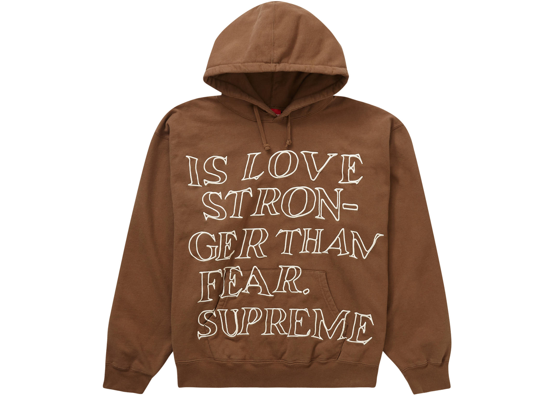 Supreme Stronger Than Fear Hooded Sweatshirt Olive Brown Men's