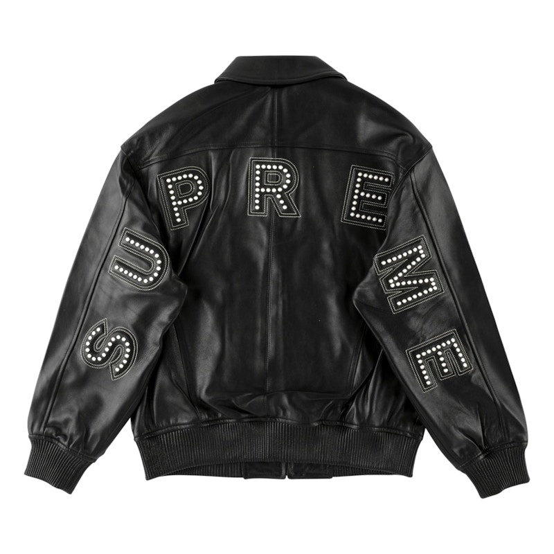 Supreme Studded Arc Logo Leather Jacket Black