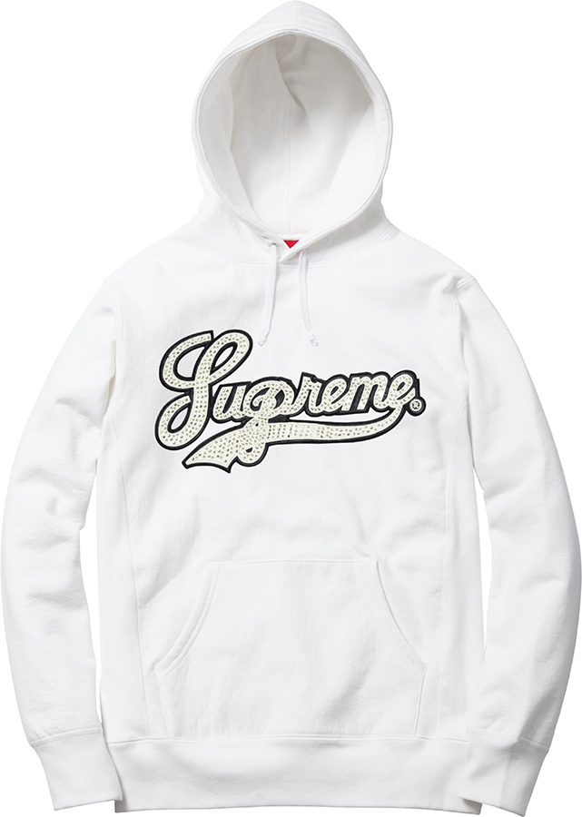 Supreme Studded Leather Script Hooded Sweatshirt Off White - SS16 ...