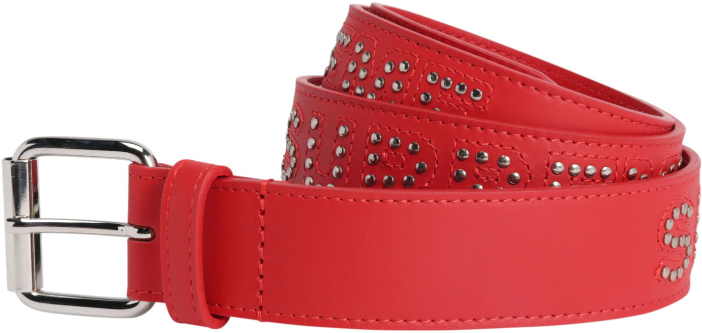 Supreme Repeat Leather Belt Red – Izicop