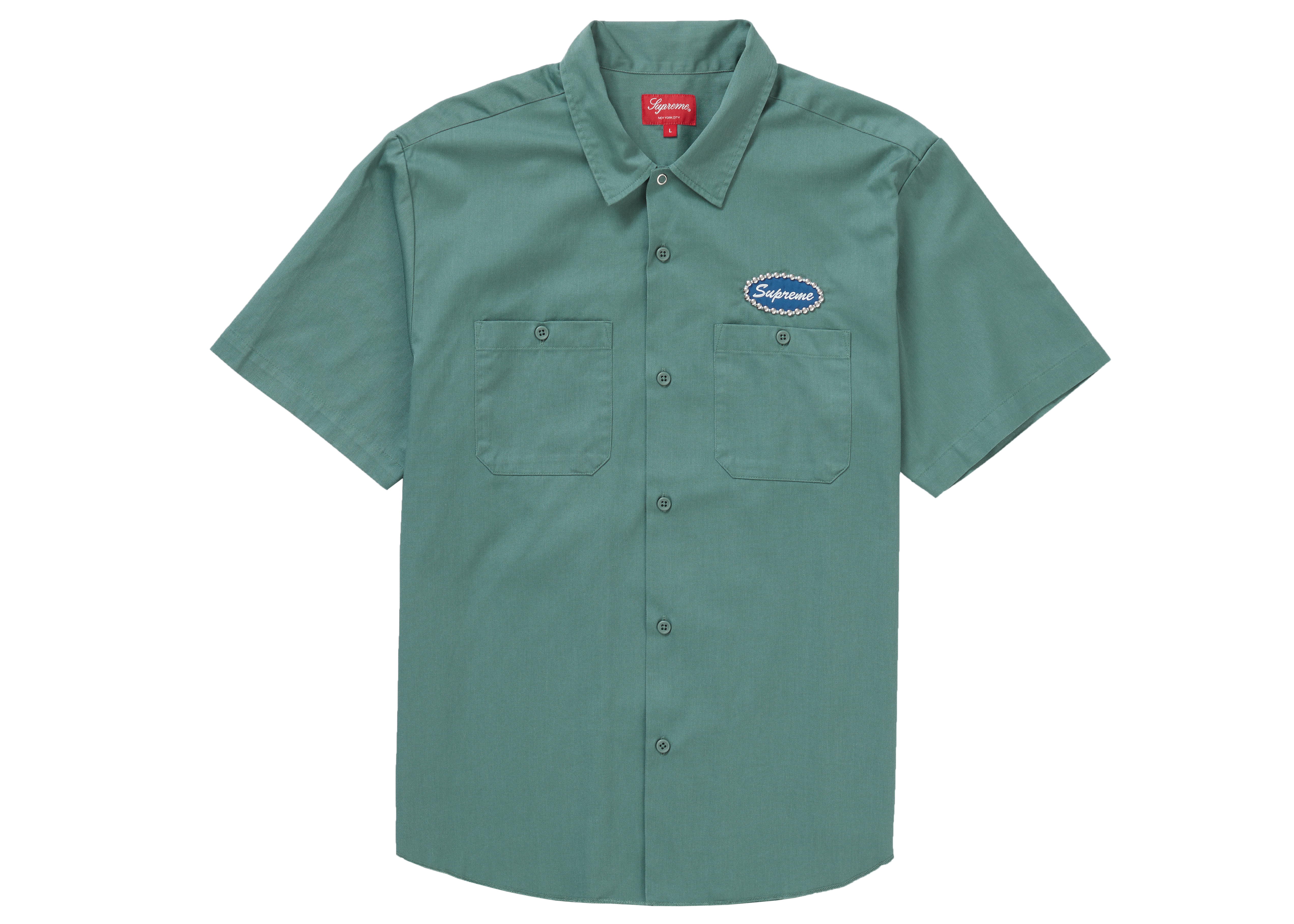 Supreme Studded Patch S/S Work Shirt Work Green Men's - FW20 - US