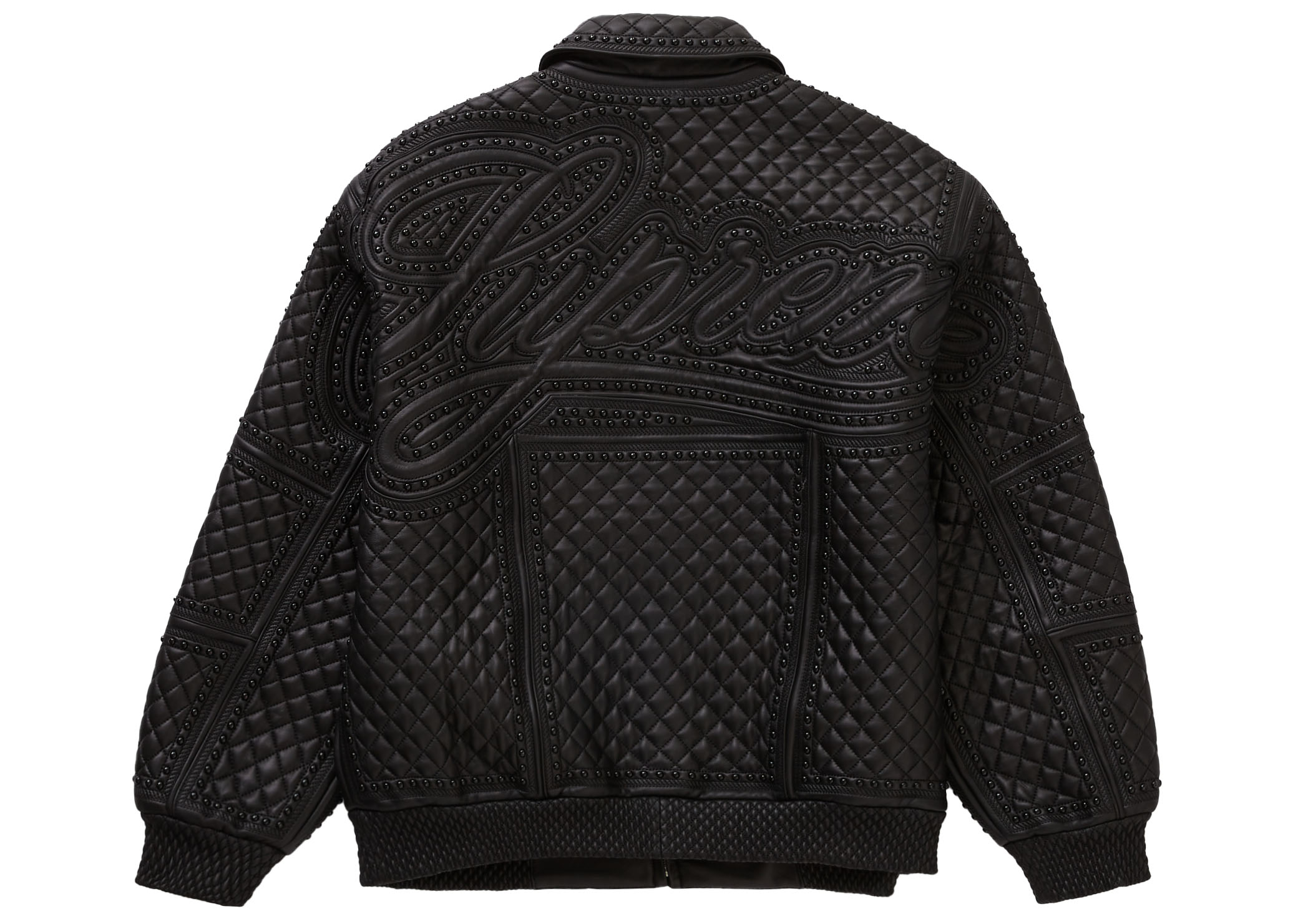 Supreme Studded Quilted Leather Jacket Black Men's - FW22 - GB