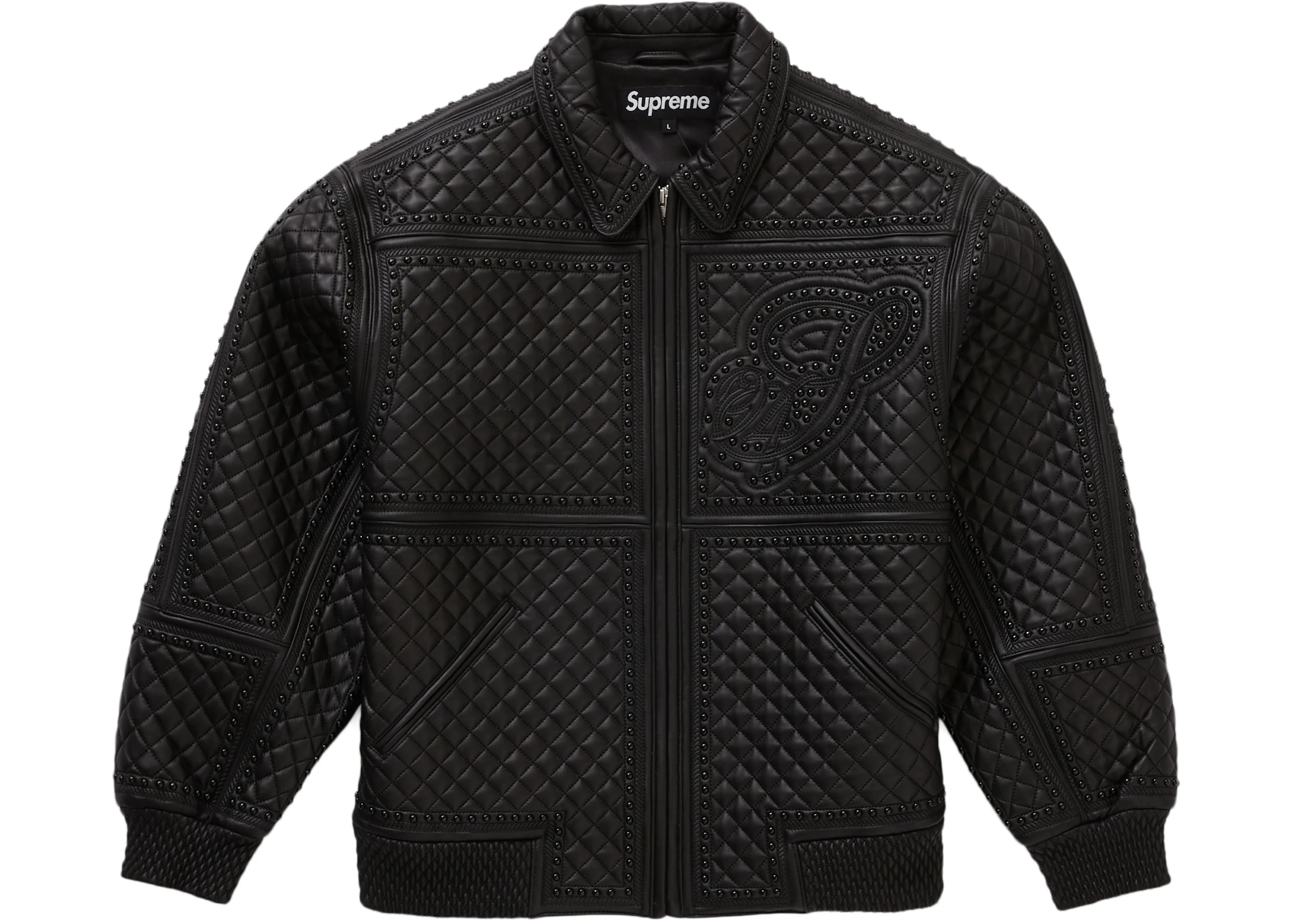 Supreme Studded Quilted Leather Jacket Black - FW22 - US