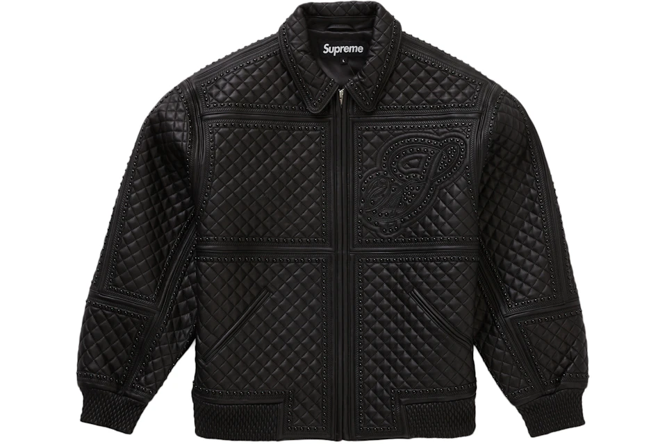 Supreme Studded Quilted Leather Jacket Black