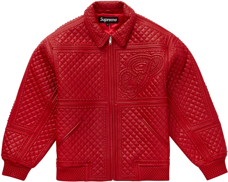 Leather Jacket Red Louis Vuitton X Supreme