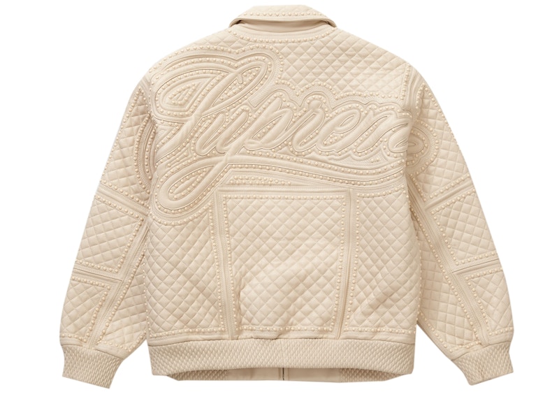 Supreme Studded Quilted Leather Jacket White 男装- FW22 - CN