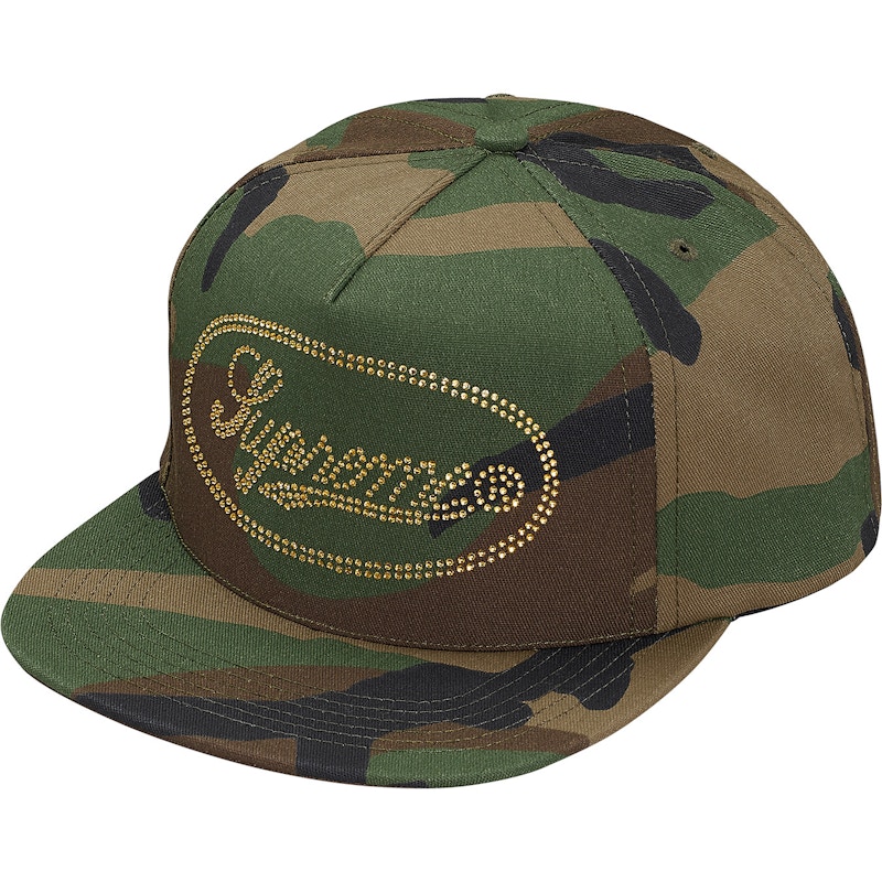 Supreme Studded Script Logo 5-Panel Woodland Camo