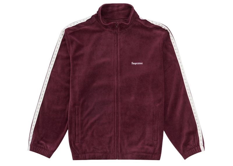 Supreme Studded Velour Track Jacket Burgundy