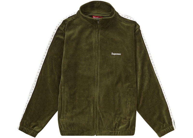 Supreme Studded Velour Track Jacket Olive - FW22 Men's - US