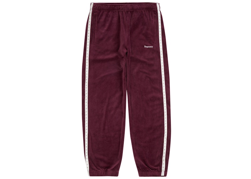 Supreme Studded Velour Track Pant Burgundy