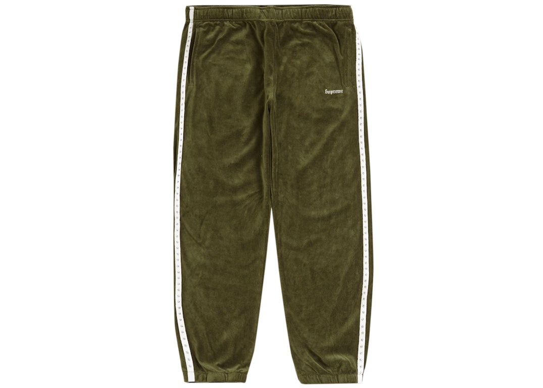 Pre-owned Supreme Studded Velour Track Pant Olive