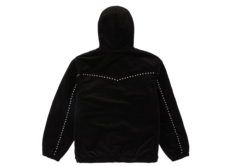 Supreme Studded Velvet Hooded Work Jacket Black Homme - FW21 - FR