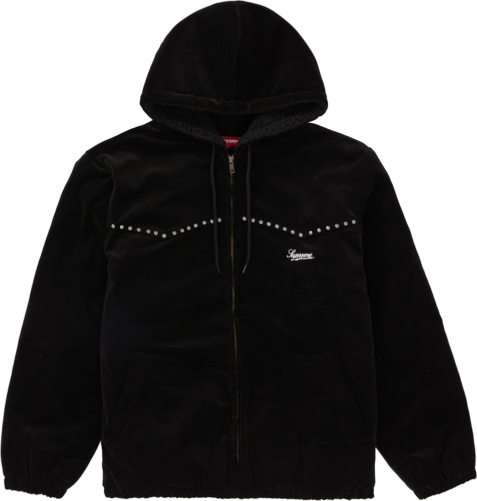 Supreme Studded Velvet Hooded Work Jacket Black Men's - FW21 - US