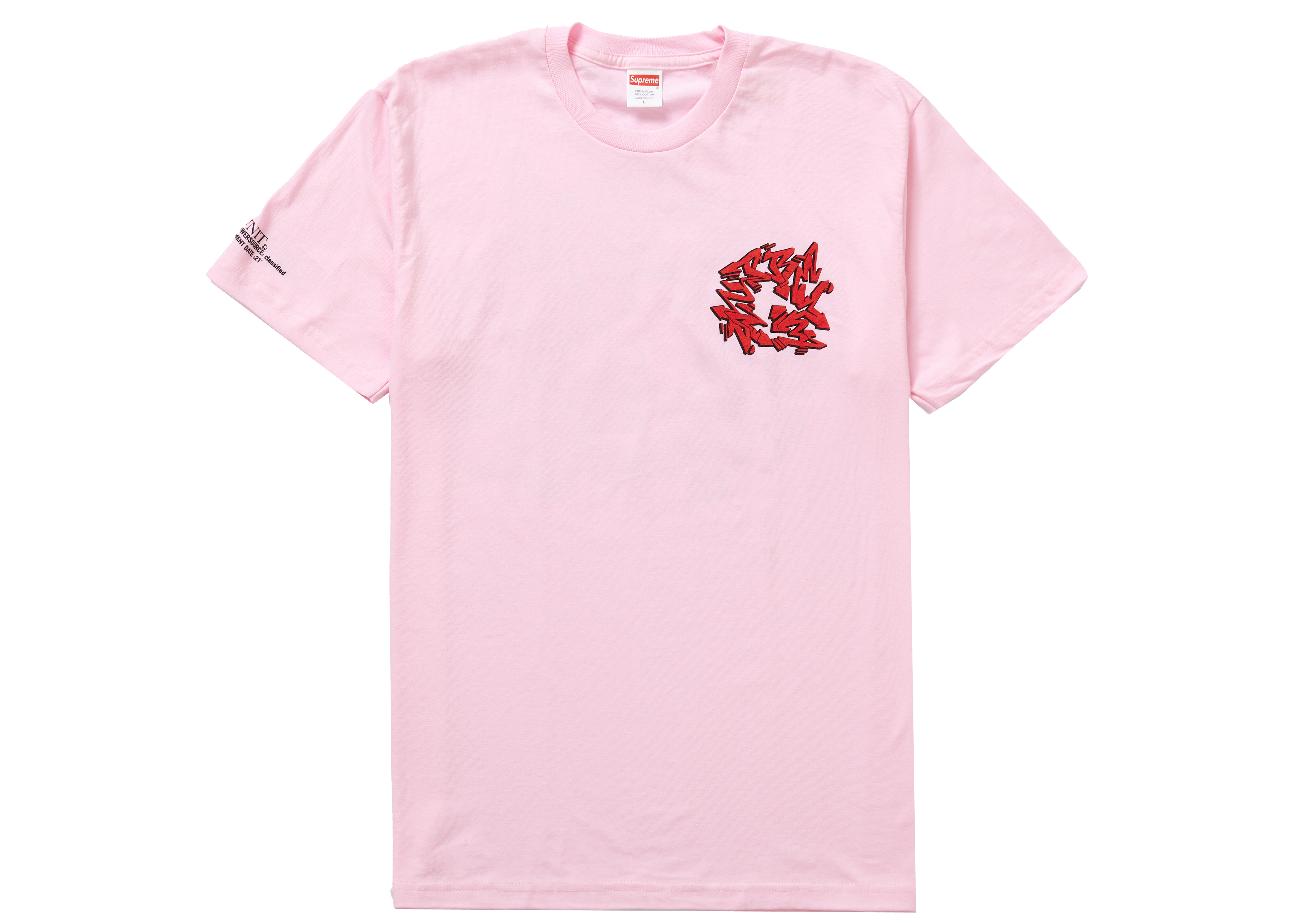 Supreme Support Unit Tee Light Pink Men's - FW21 - US