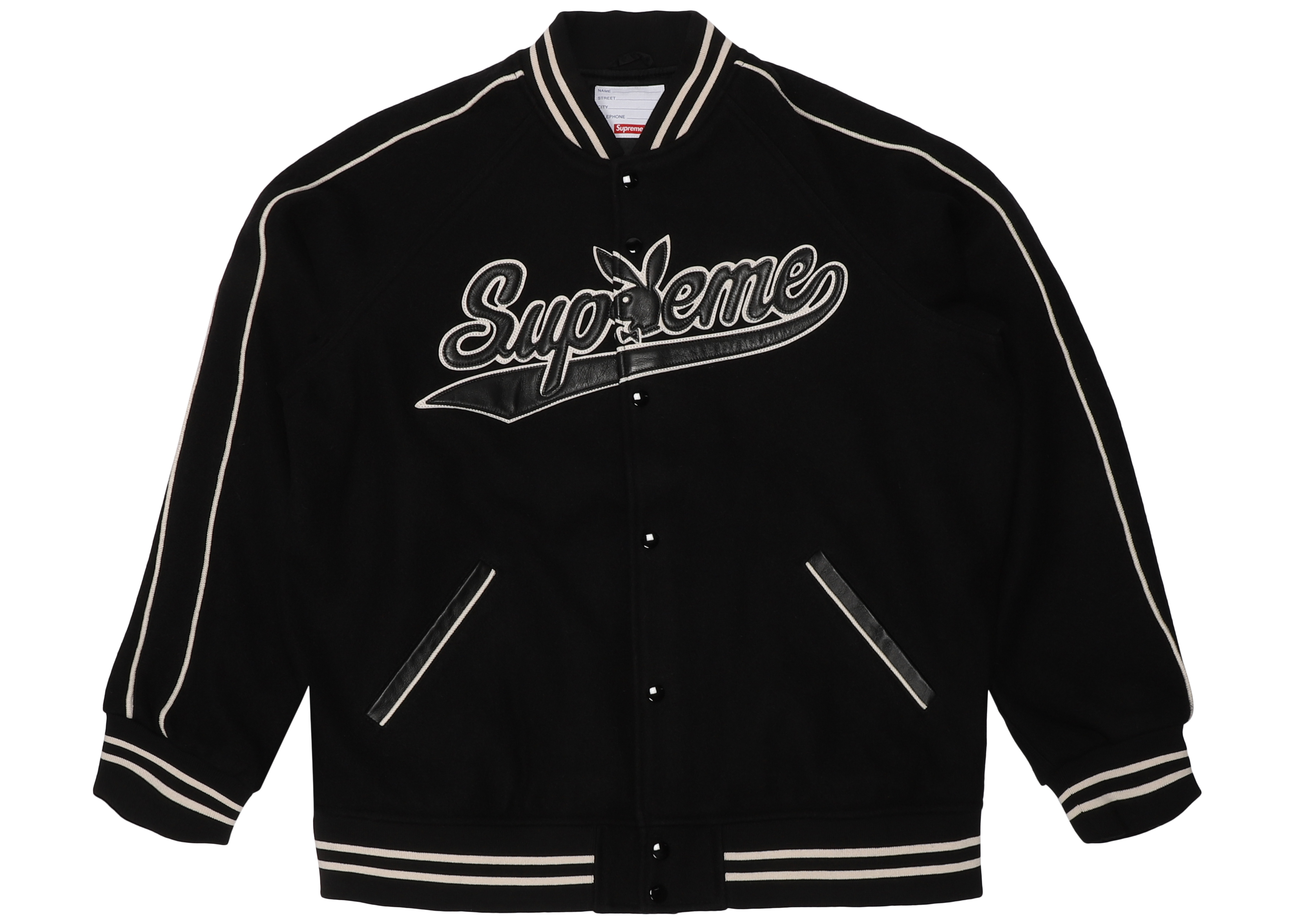 Supreme Playboy Wool Varsity Jacket Black