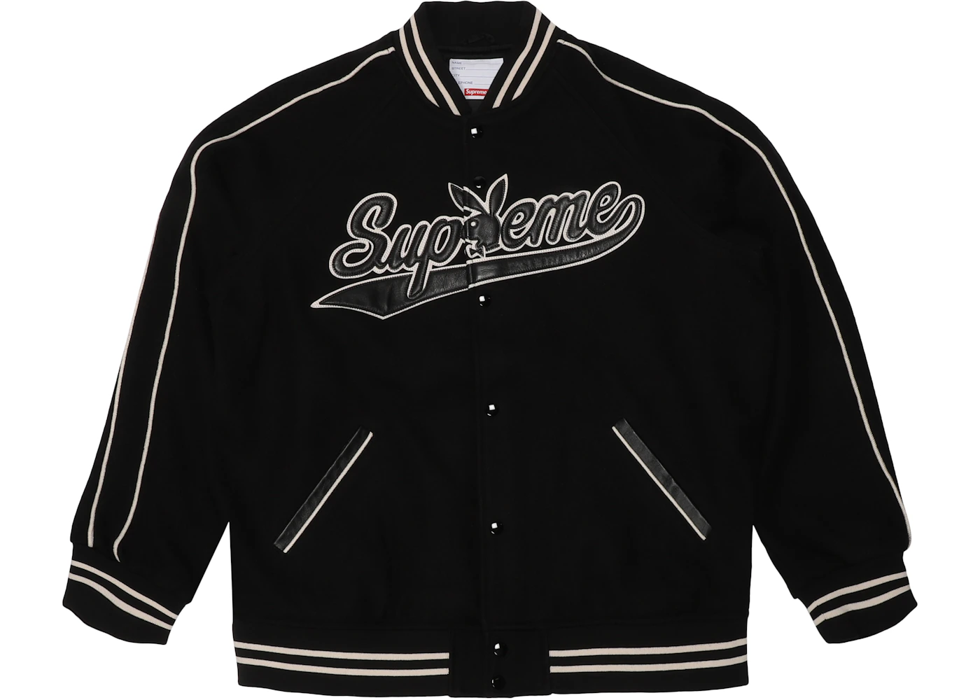 Supreme Playboy Wool Varsity Jacket Black Men's FW17 US