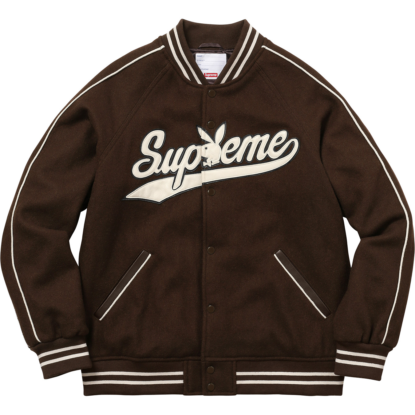 Supreme Playboy Wool Varsity Jacket Brown