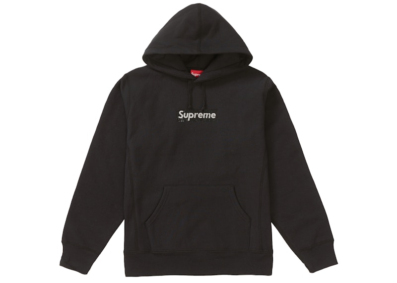 Supreme Swarovski Box Logo Hooded Sweatshirt Black Men's