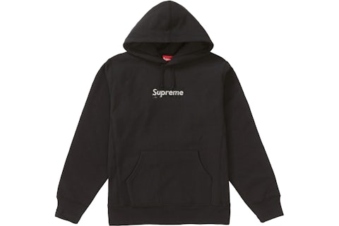 Supreme Swarovski Box Logo Hooded Sweatshirt Black Men's SS19 US