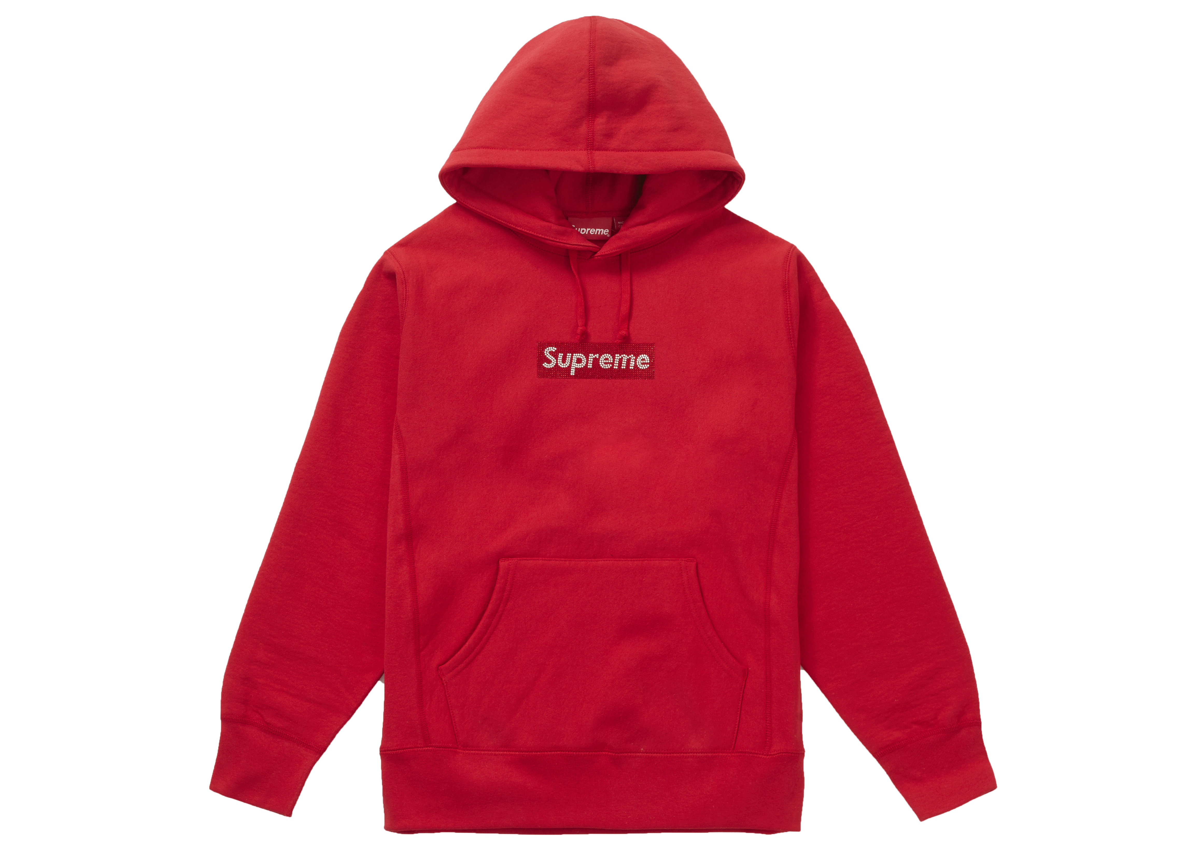 Supreme Swarovski Box Logo Hooded Sweatshirt Red