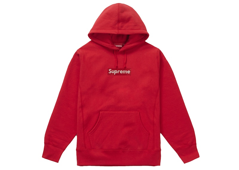 Supreme Swarovski Box Logo Hooded Sweatshirt Red Supreme Swarovski Box Logo Hooded Sweatshirt Red