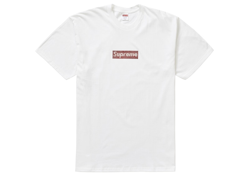 supreme red on white box logo tee