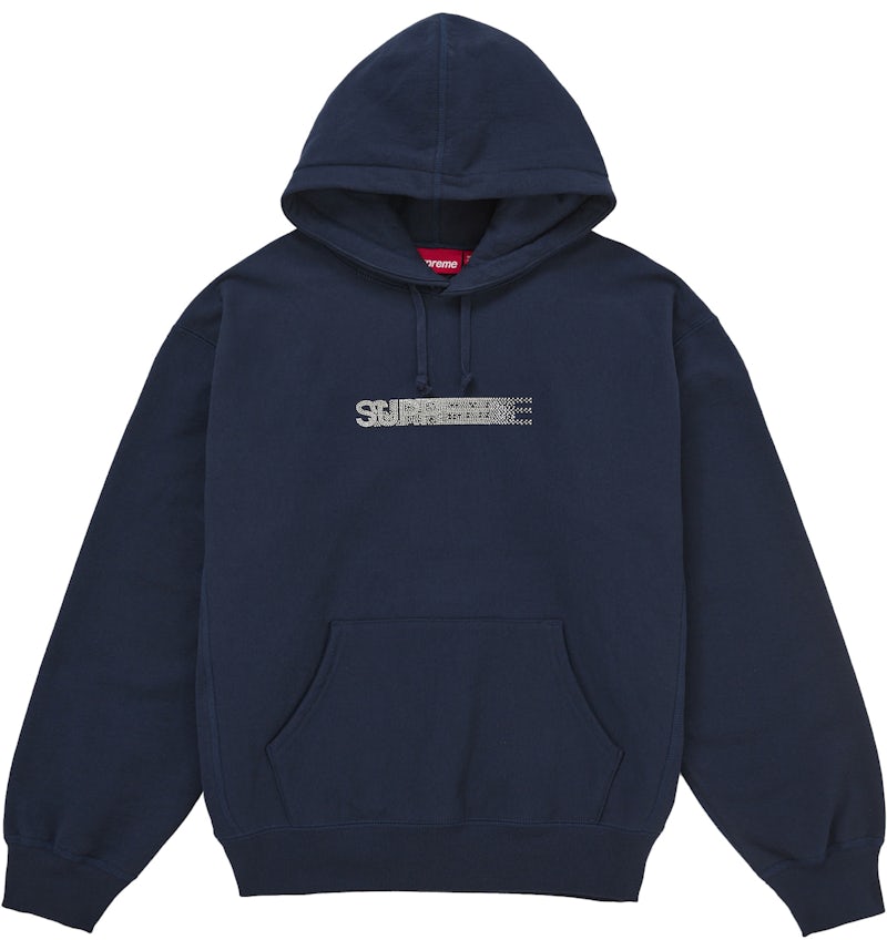 Supreme Swarovski Motion Logo Hooded Sweatshirt Navy Men's FW25 US