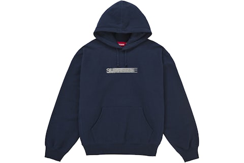 Supreme Swarovski Motion Logo Hooded Sweatshirt Navy Men's FW25 US