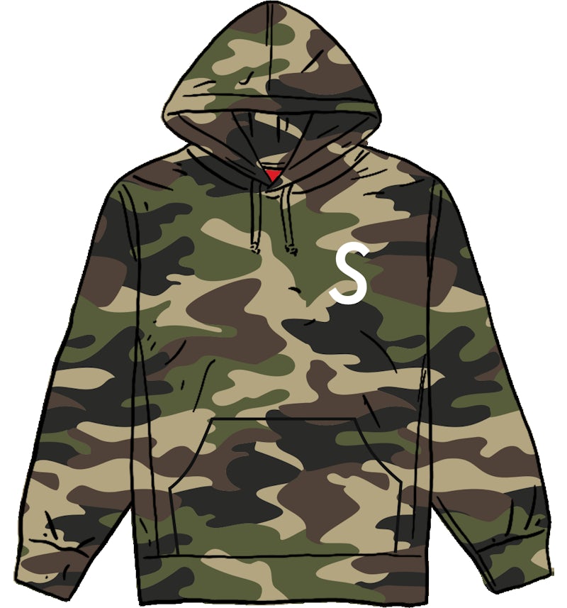 Supreme Felpa con cappuccio Swarovski S Logo Woodland Mimetico Uomo SS21 IT