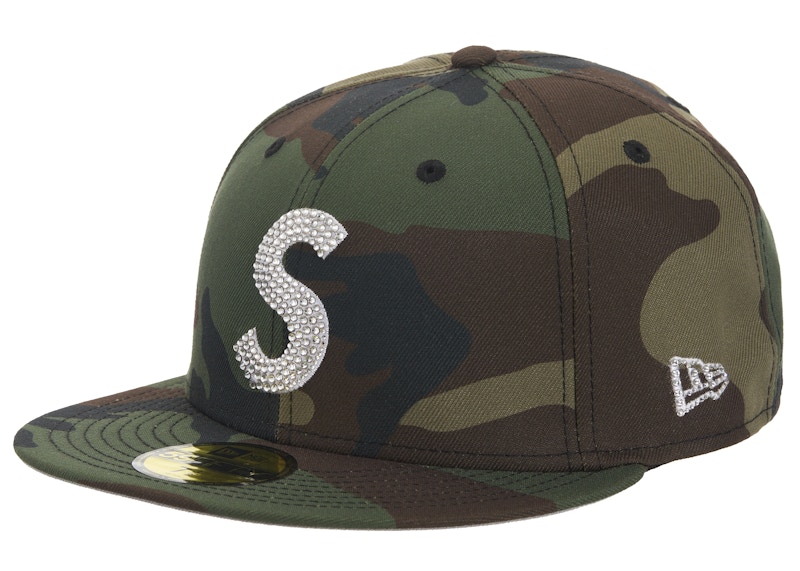 Supreme Swarovski S Logo New Era 59Fifty Fitted Hat Woodland Camo