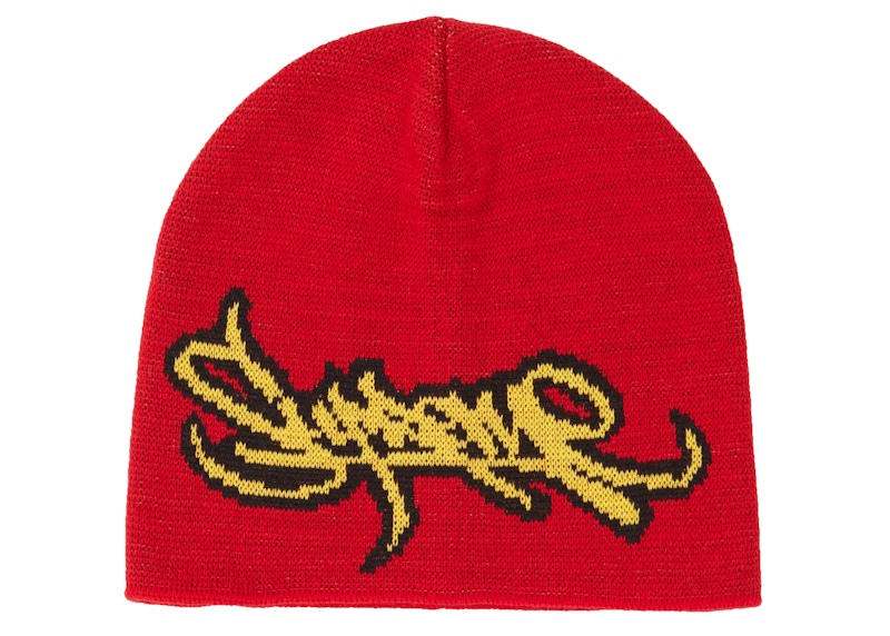 Supreme Tag Logo Beanie Red