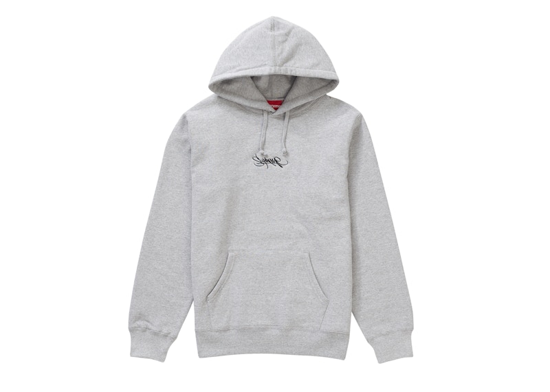 Supreme Tag Logo Hooded Sweatshirt Heather Grey